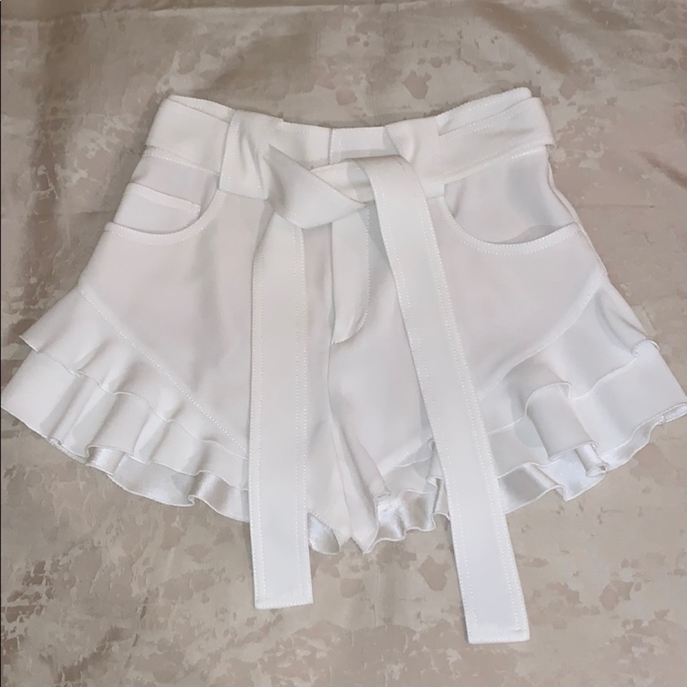 Derek Lam 10 Crosby White Ruffle Shorts
